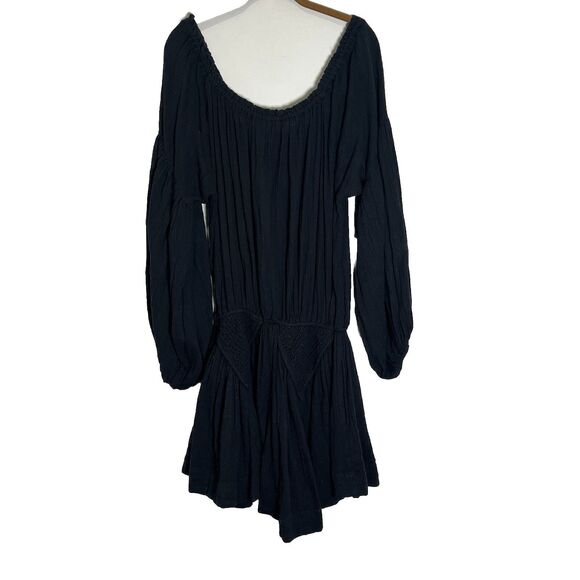 Free People Dress Women’s Large Black Gaia Mini Gauzy Boho Oversized Whimsigoth - Picture 3 of 11